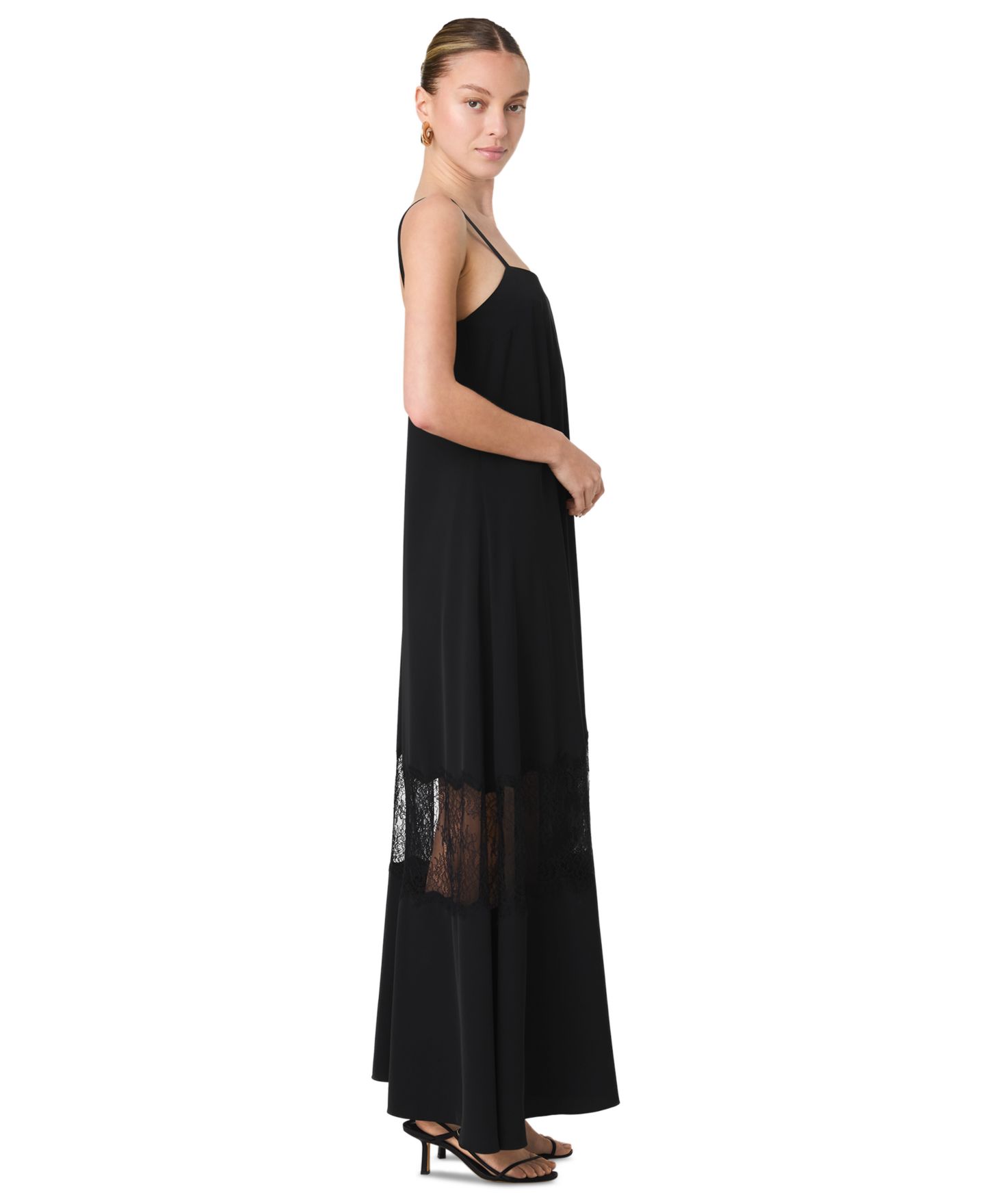 Женское платье French Connection Quinn Crepe Lace Sleeveless Maxi, цвет: Чёрный — фото 5