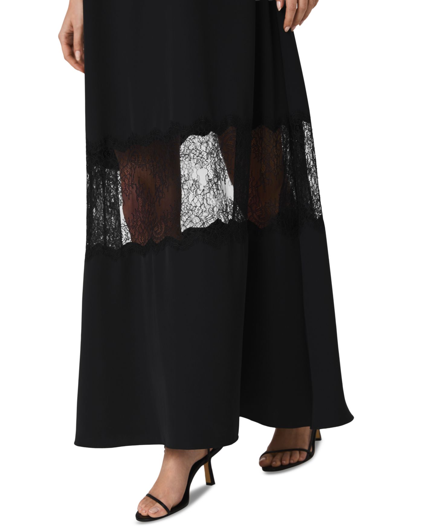 Женское платье French Connection Quinn Crepe Lace Sleeveless Maxi, цвет: Чёрный — фото 7