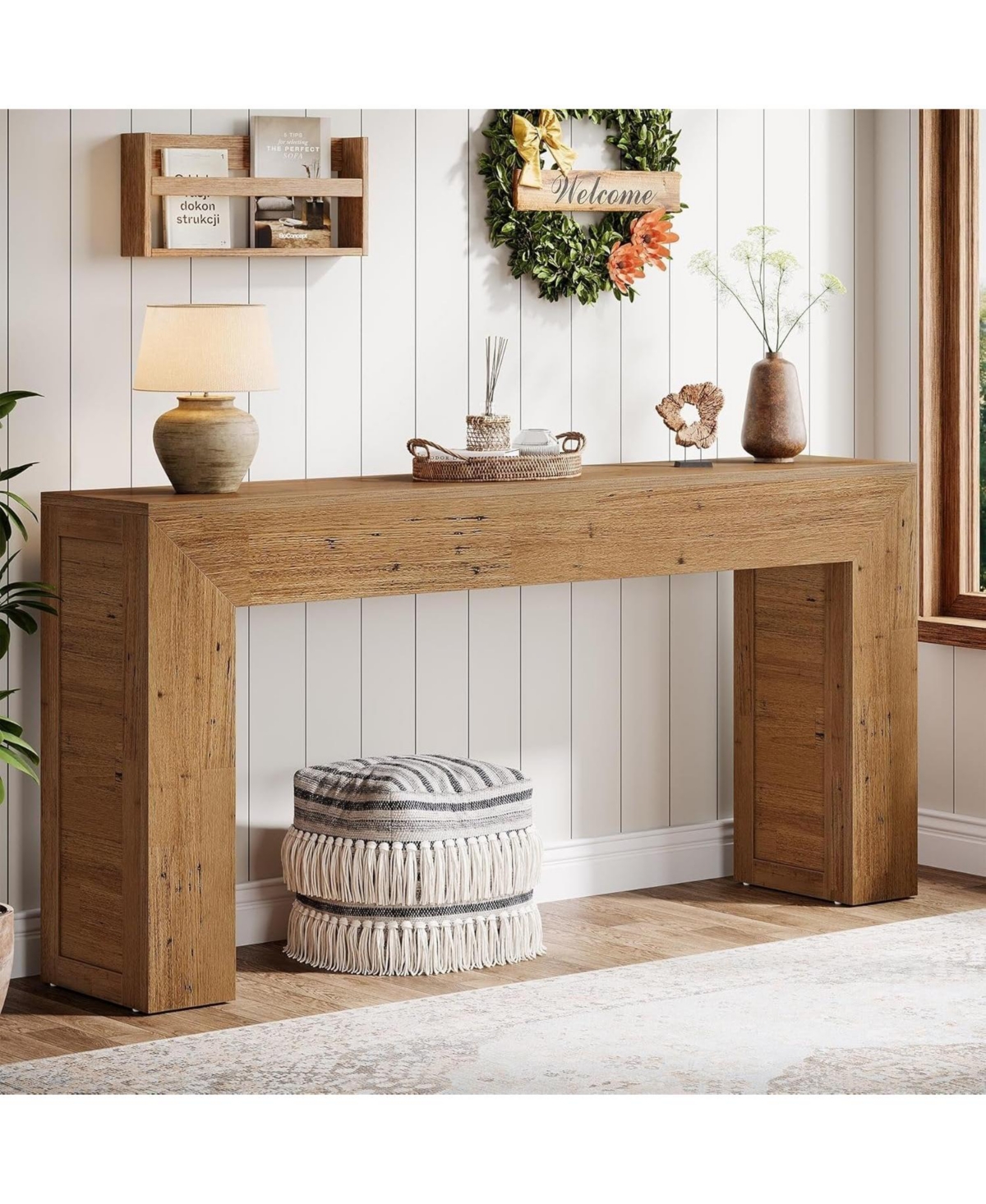 Slickblue Farmhouse Sofa Console Table for Entryway or Hallway