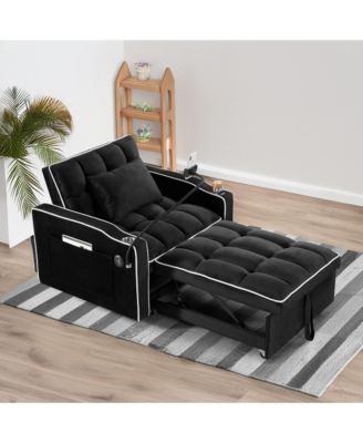 Convertible Sleeper Chair Sofa Bed Adjustable Pull Out Sleeper Chair Bed Multi-Pockets Folding Sofa Bed,3-in-1 Sofa