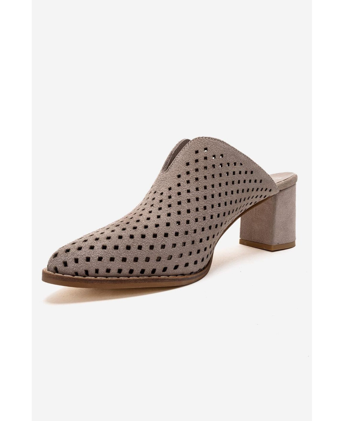 Женские сабо Forever & Always Shoes Toen Leather Block Heel Mule, цвет: Бежевый замшевый — фото 7