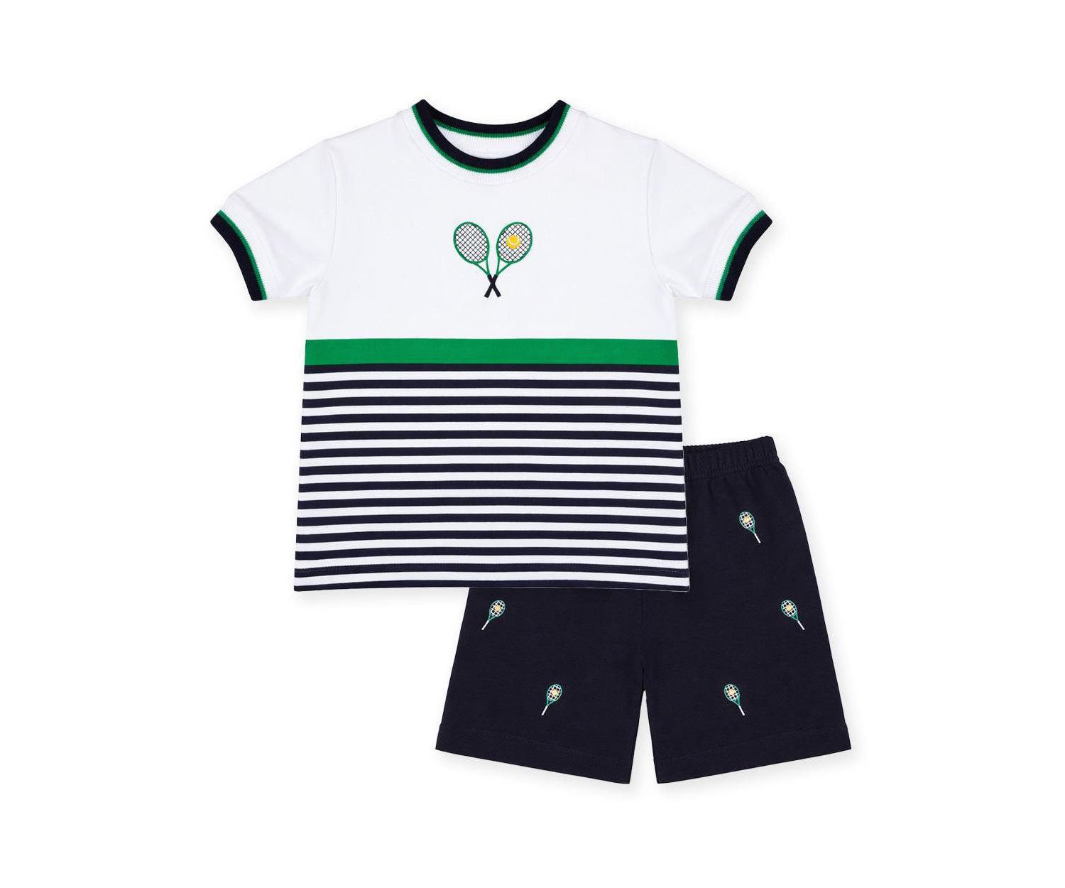 Little Girls 4- 7 Knit Short Set with Tennis Rackets