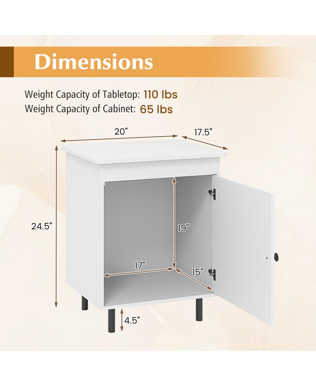 Gymax 2-Piece Nightstand Mid Century Modern End Table with Door Heavy-Duty Metal Legs