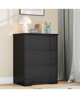 3 Drawer Tall Wood Dresser, Modern Storage Chest with Wide Top for Bedroom