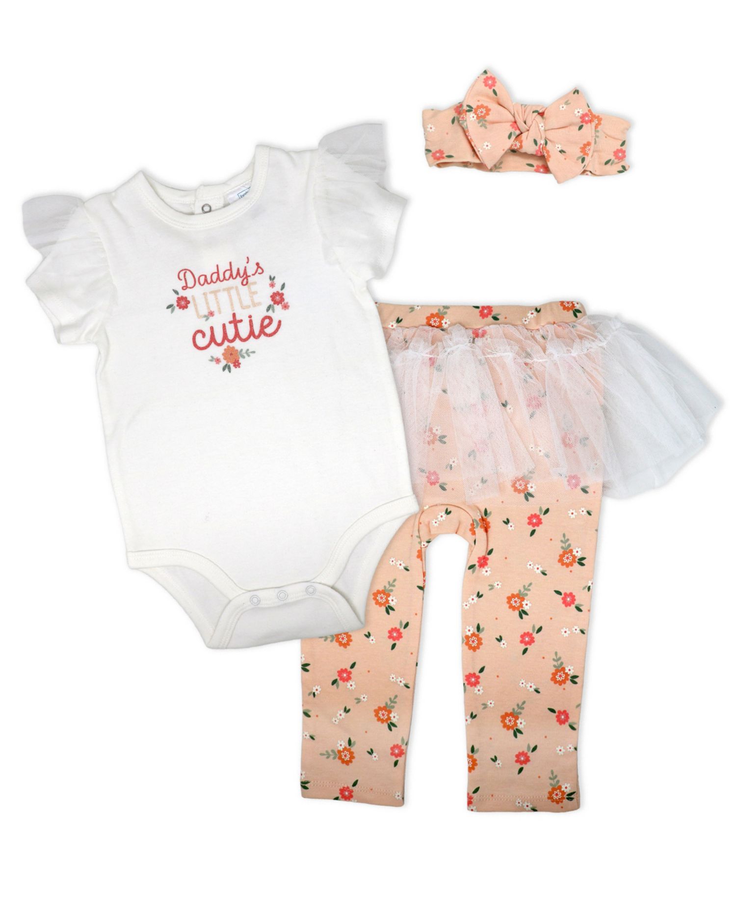 Baby Girls' Short-Sleeve Bodysuit, Pant and Headband, 3-Piece Set