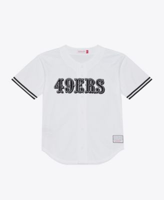 Men's White San Francisco 49ers Monochrome Mesh Full-Button Baseball Jersey