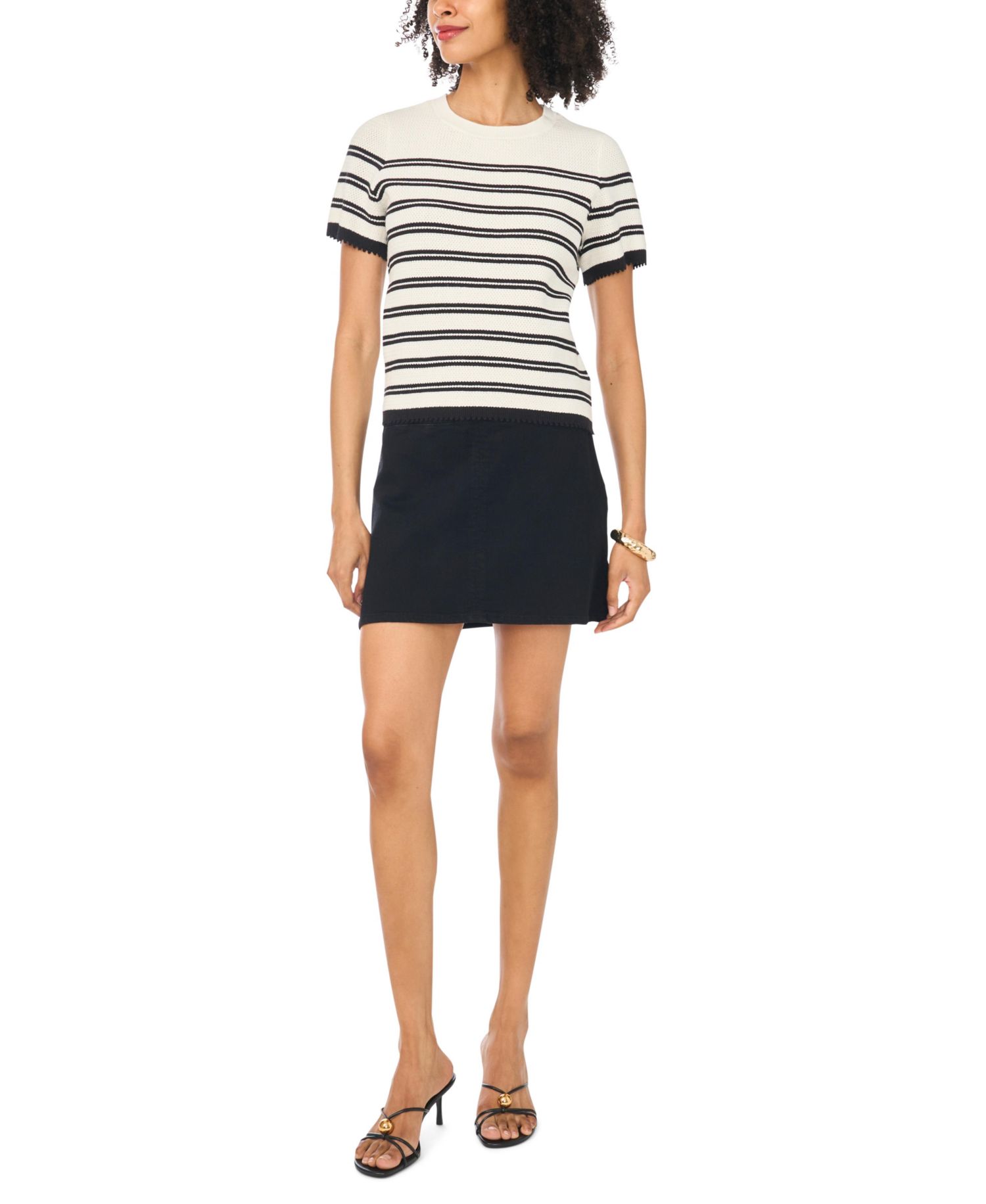 Women's Cotton Striped Crewneck Sweater