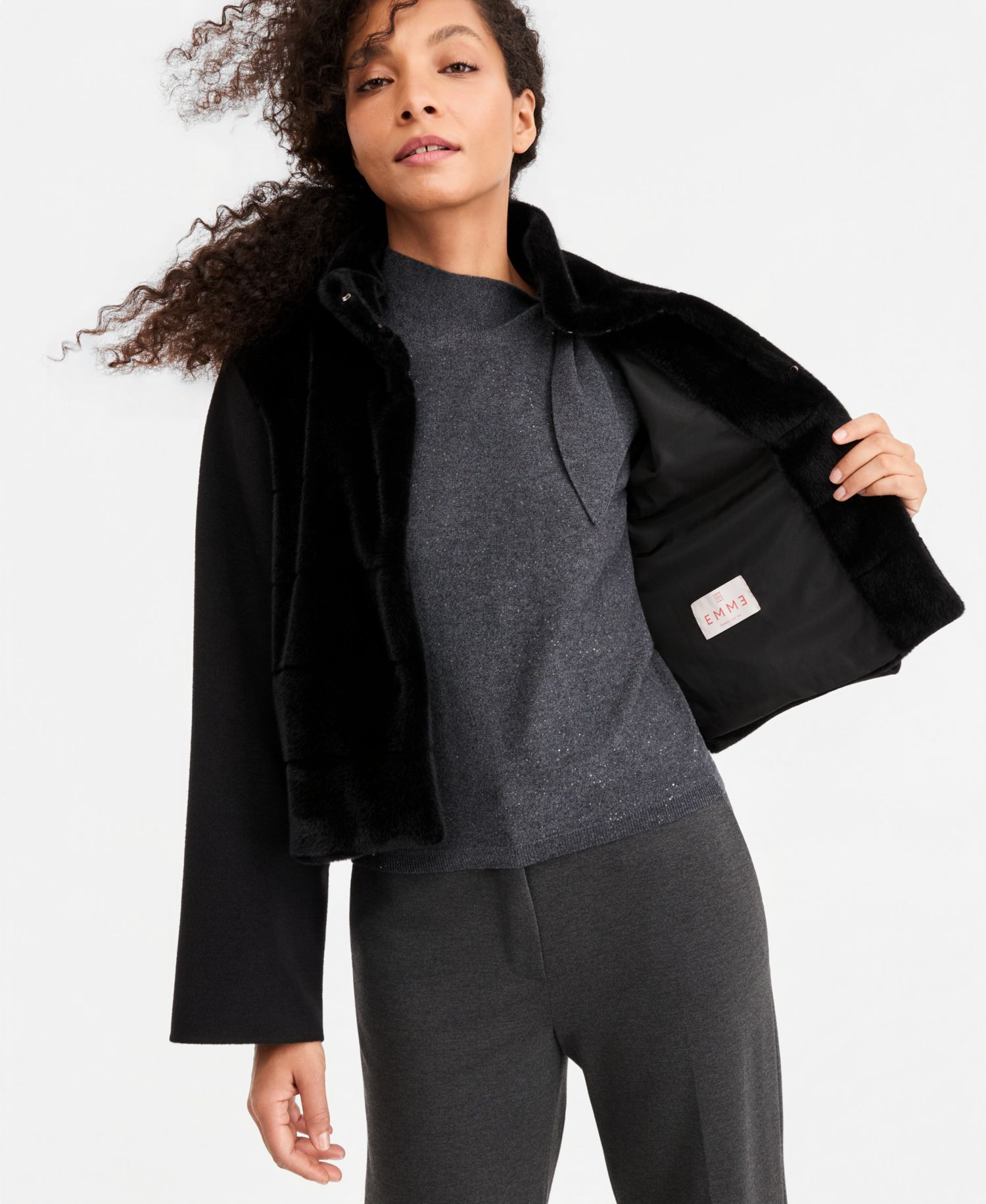 Women's Emmbalia Cropped Faux Fur High-Neck Jacket