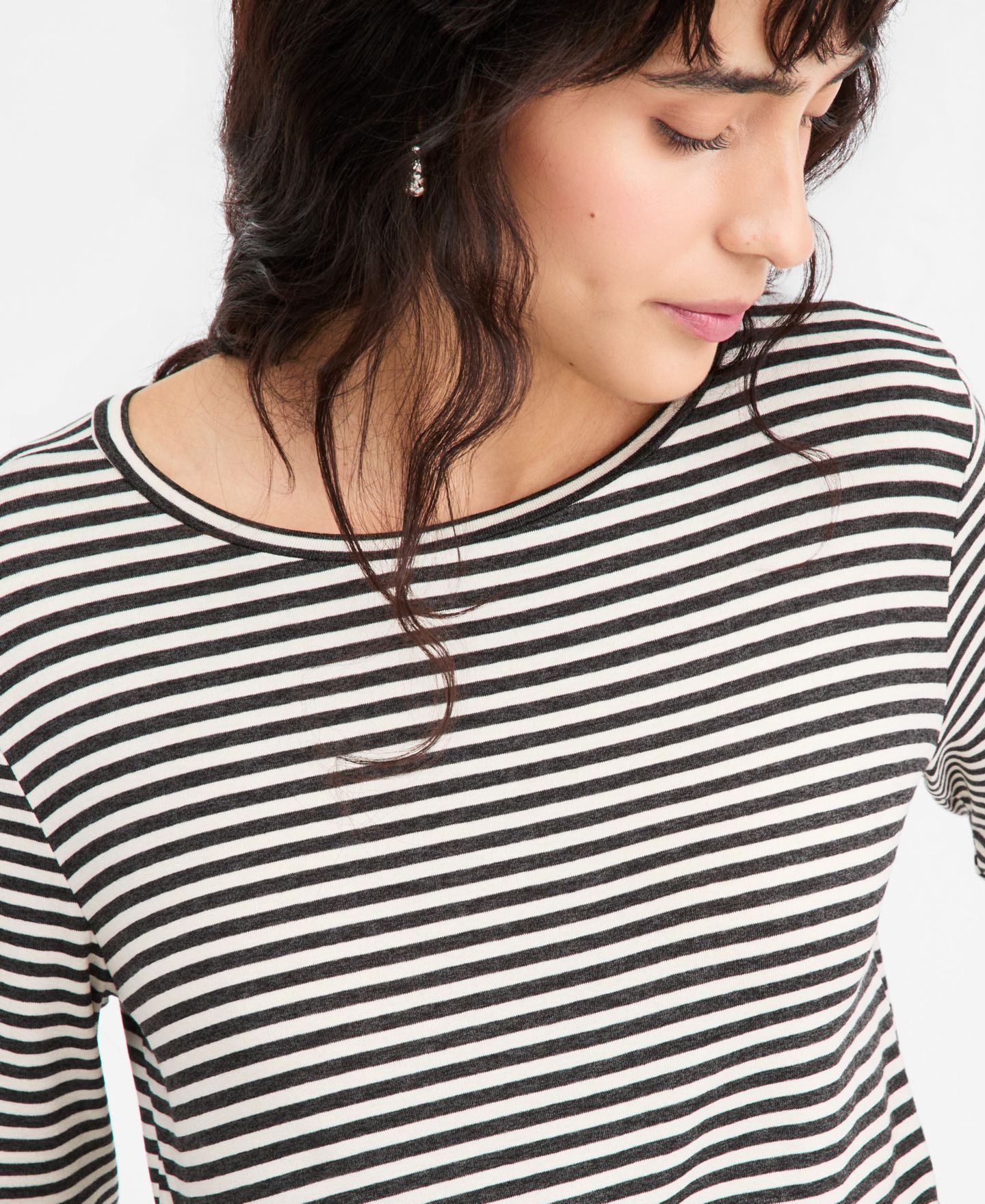 Женская футболка Emme Marella Emmmora Striped Three-Quarter-Sleeve, цвет: Тёмный серый — фото 2