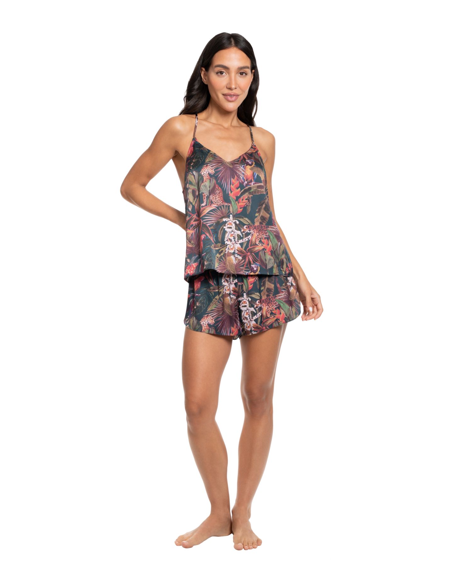 Women's Printed Camisole Top and Shorts, 2-Piece Set
