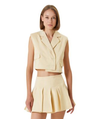 Women's Cropped Cotton Woven Vest