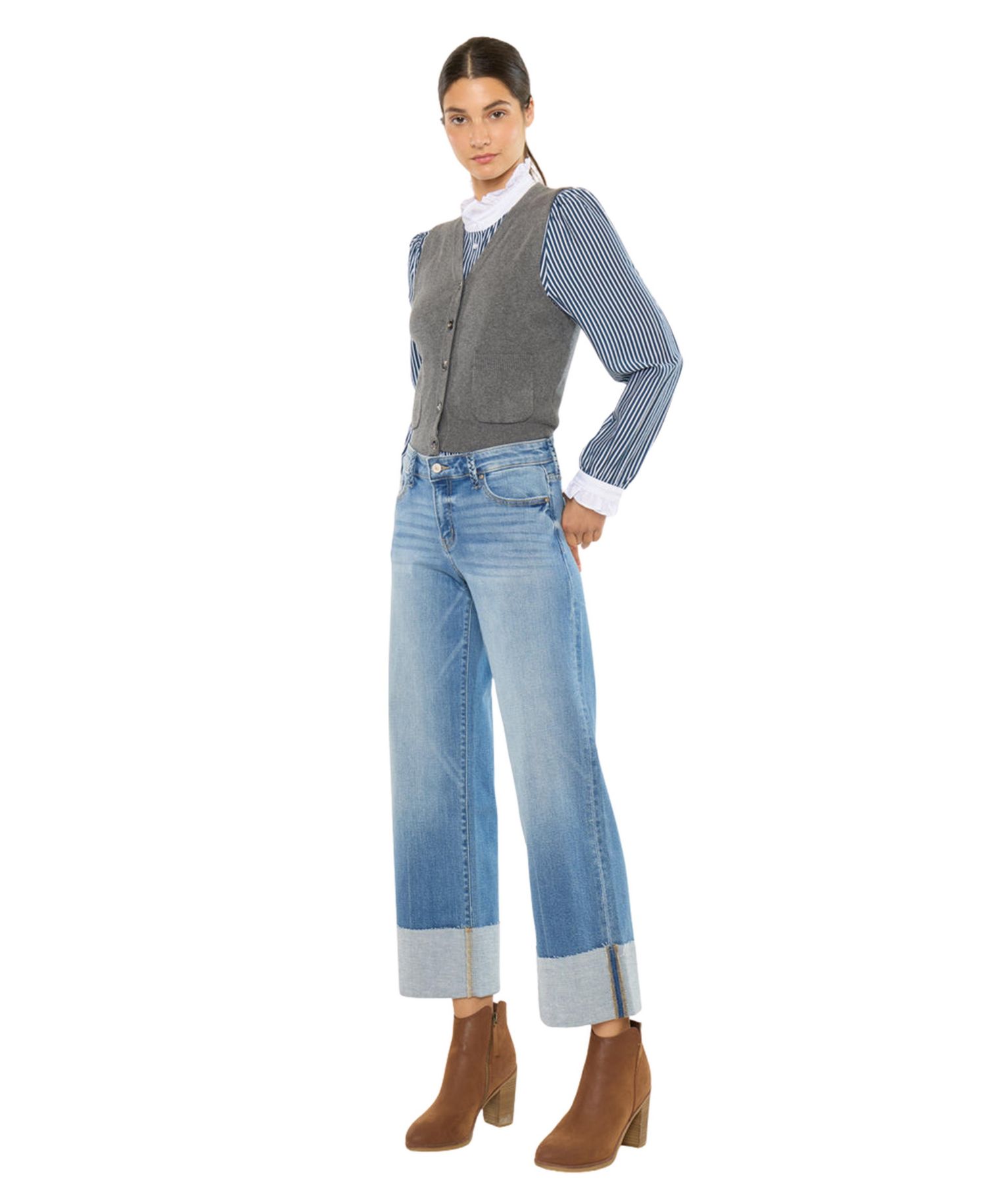 Women's Kenny Mid Rise Crop Wide-Leg Jeans