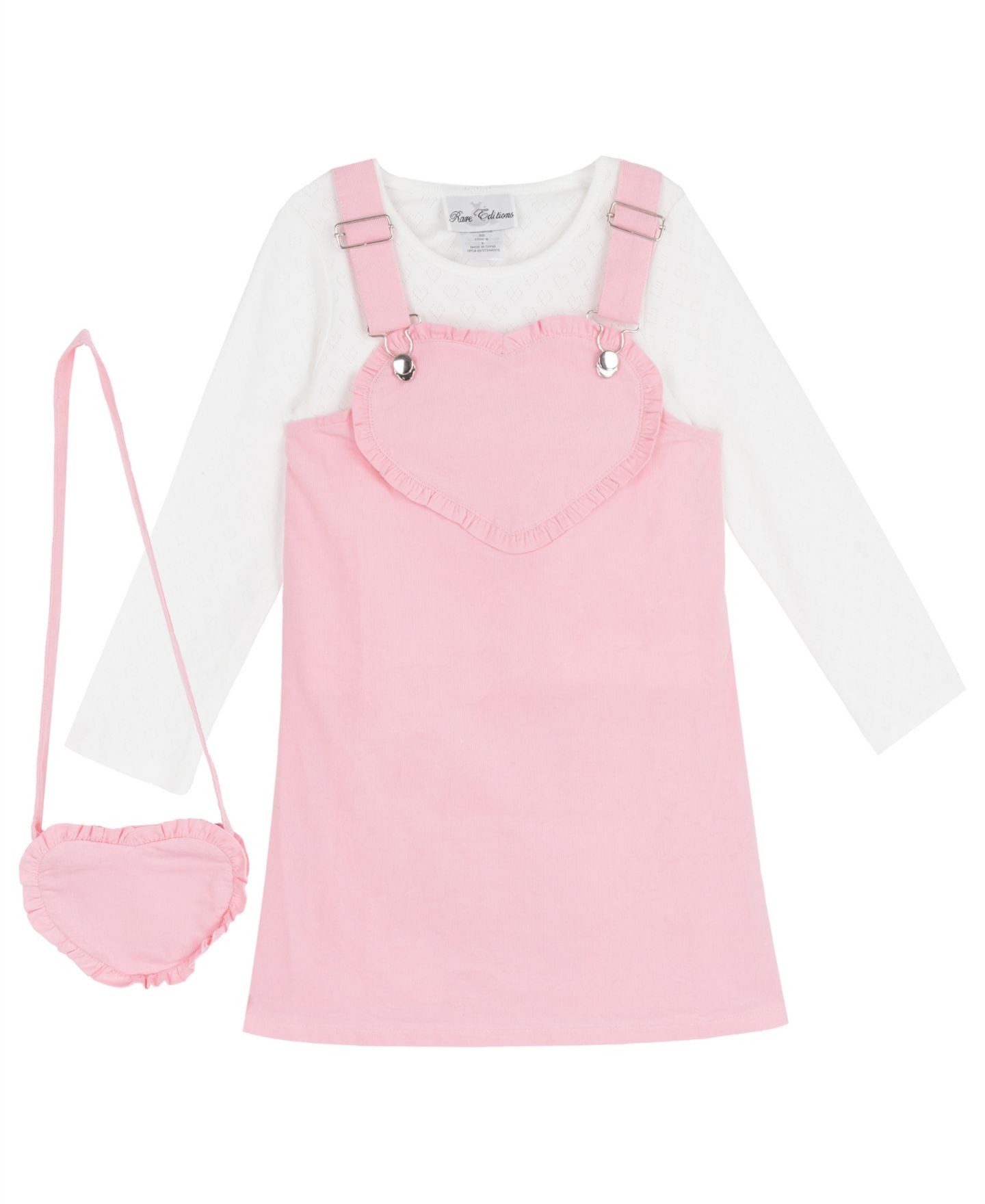 Комплекты Rare Editions Long-Sleeve Top, Pink Heart Jumper and Handbag, 3-Piece Set для девочек, цвет: Розовый / Белый — фото 4