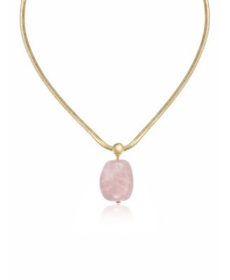 Gold-Plated Rose Pendant Snake Chain Necklace