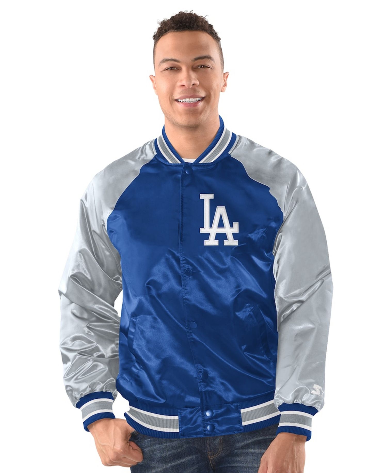 Men's Royal/Gray Los Angeles Dodgers Raglan Blitz Varsity Jacket