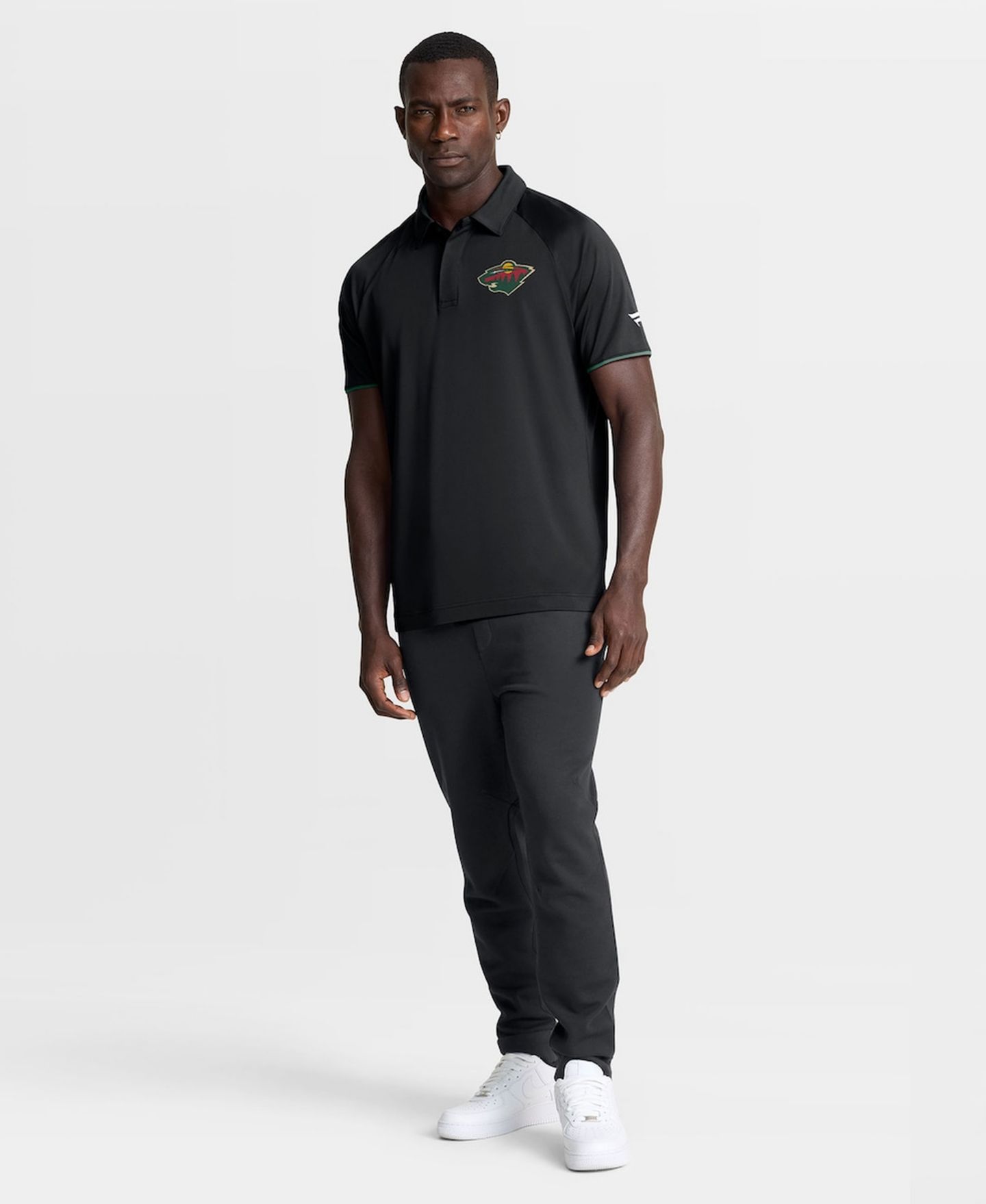 Мужское поло Fanatics Black Minnesota Wild Authentic Pro Rink Raglan Polo Shirt — фото 4