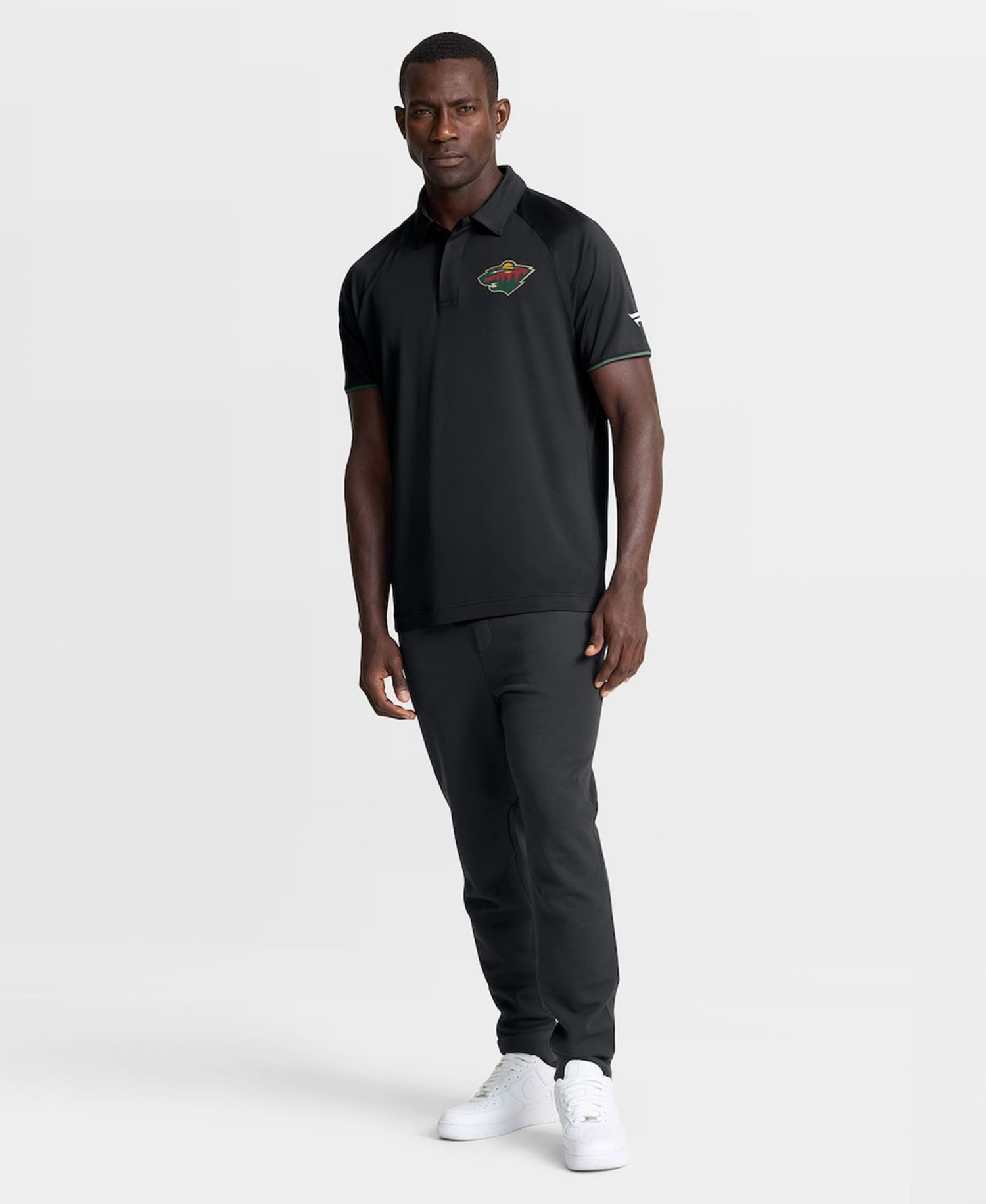 Men's Black Minnesota Wild Authentic Pro Rink Raglan Polo Shirt