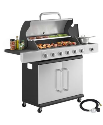 6 Burner Propane Gas Grill, Barbecue Grill with Side Burner