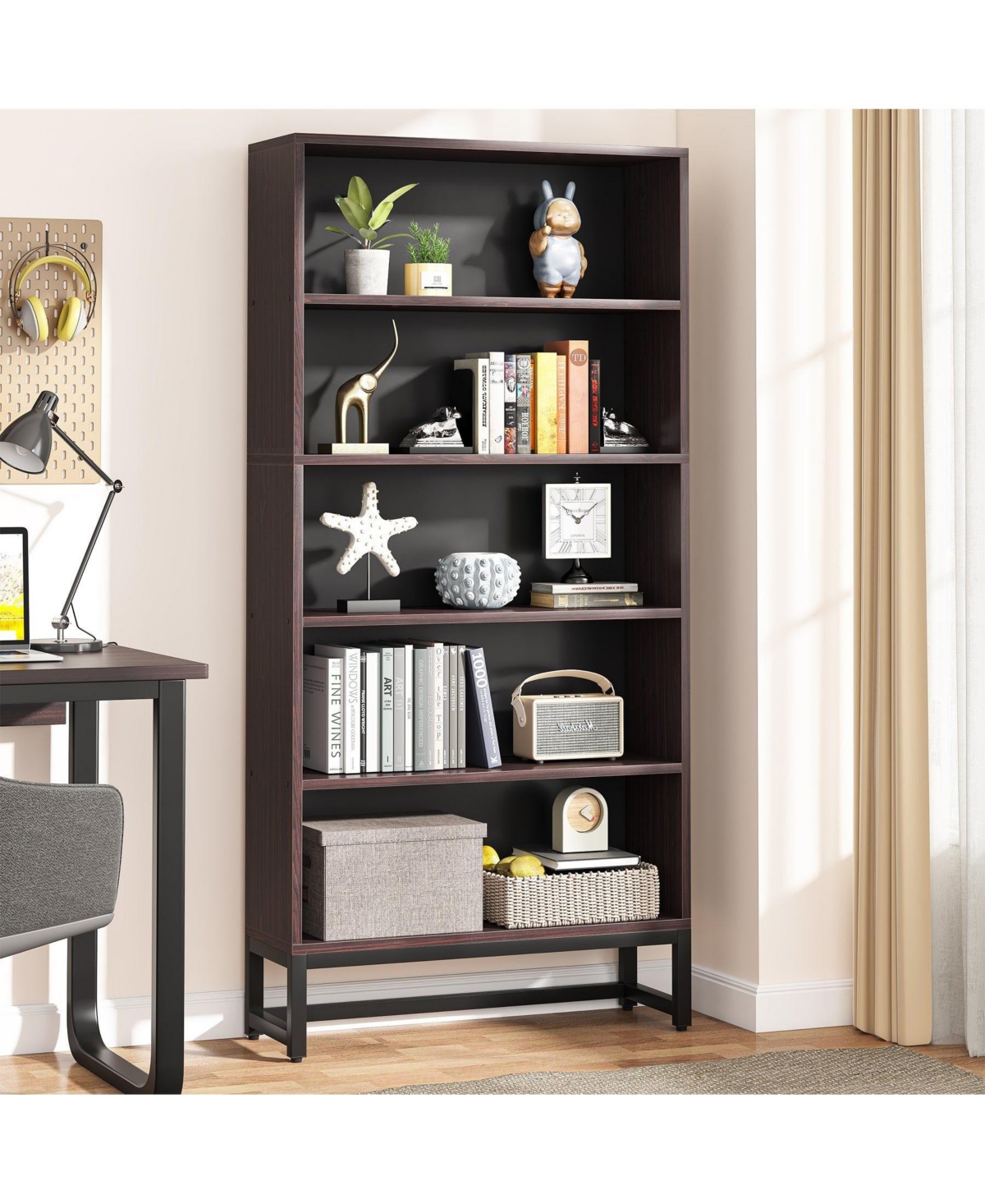 Slickblue Spacious Bookshelf Organizer with 5-Tier Shelving for Books and Decor