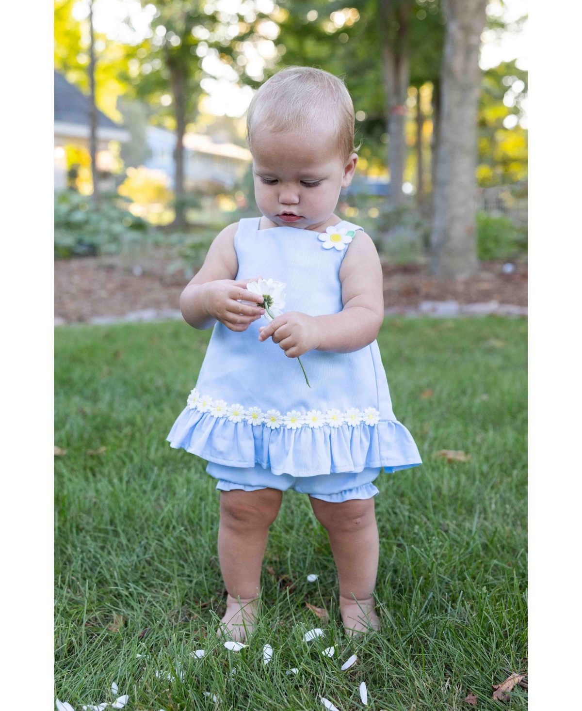 Florence Eiseman Baby Girl Pique Dress and Bloomer with Daisies