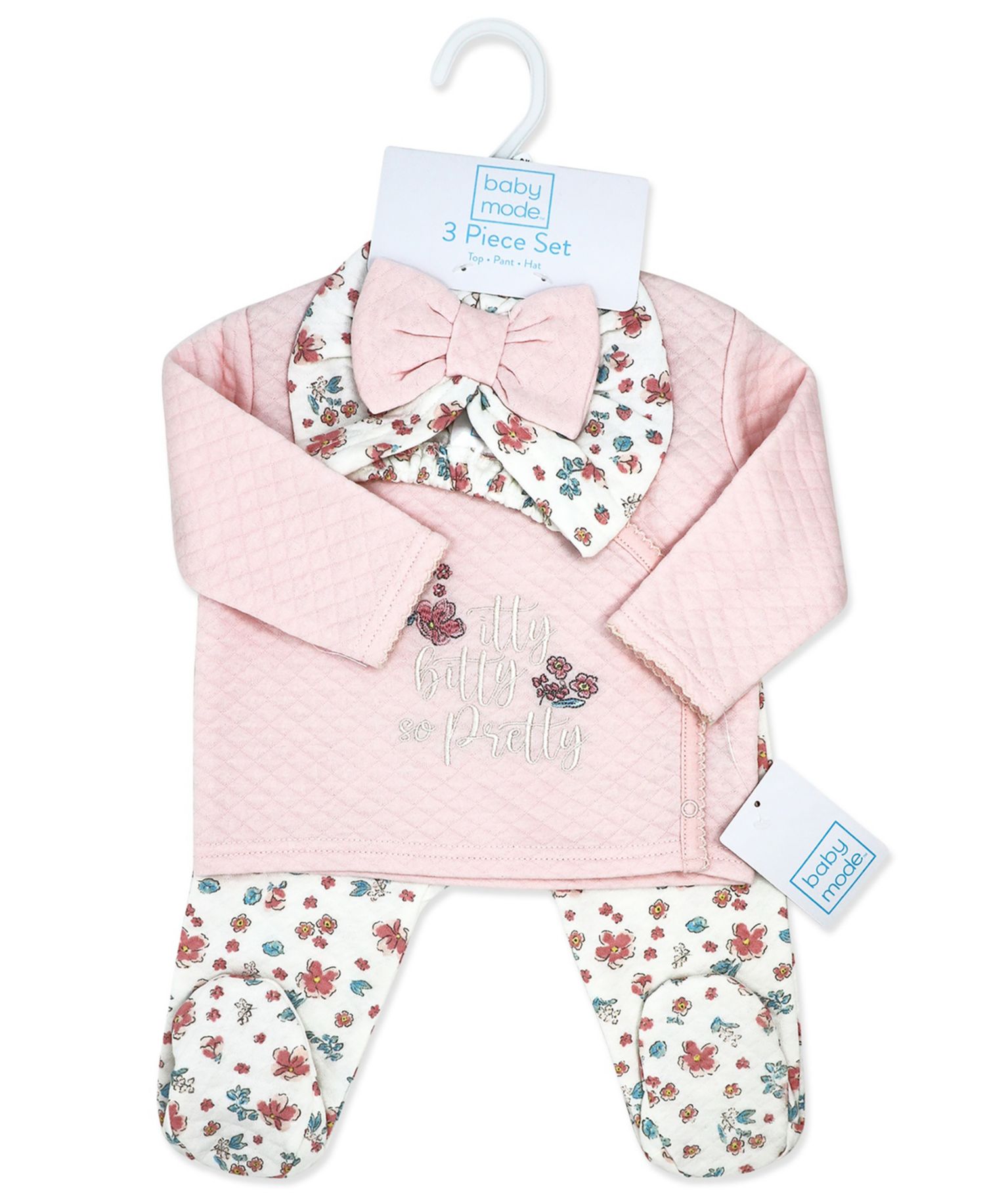 Baby Girls' Long-Sleeve Top, Pant and Cap, 3-Piece Set