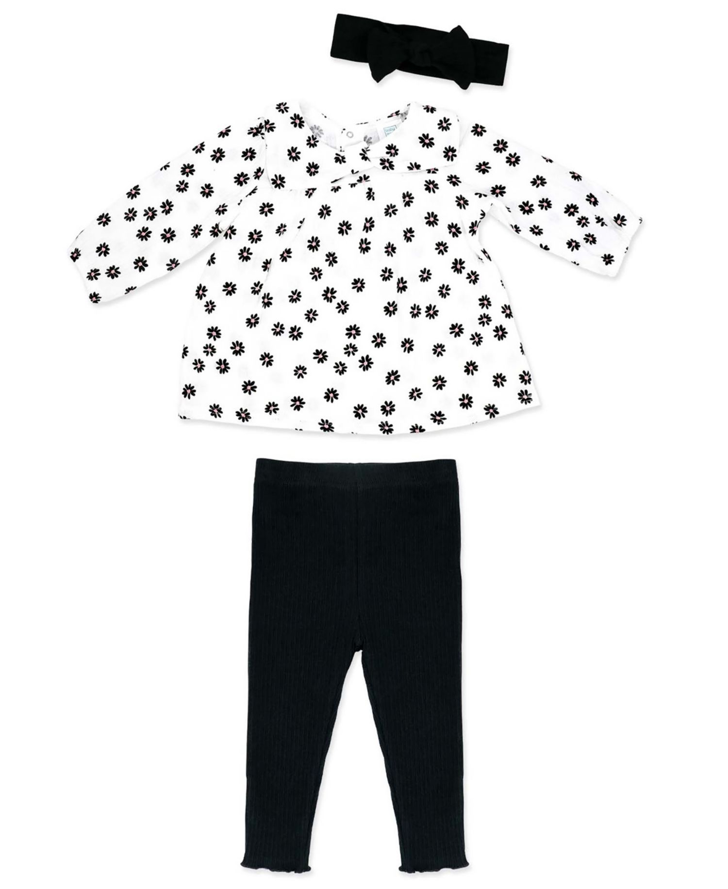 Baby Girls' Long-Sleeve Top, Pant and Headband, 3-Piece Set
