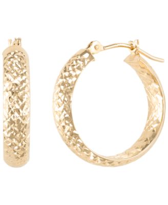 Round Inside-Out Diamond Cut Hoop Earrings in 10k Yellow Gold