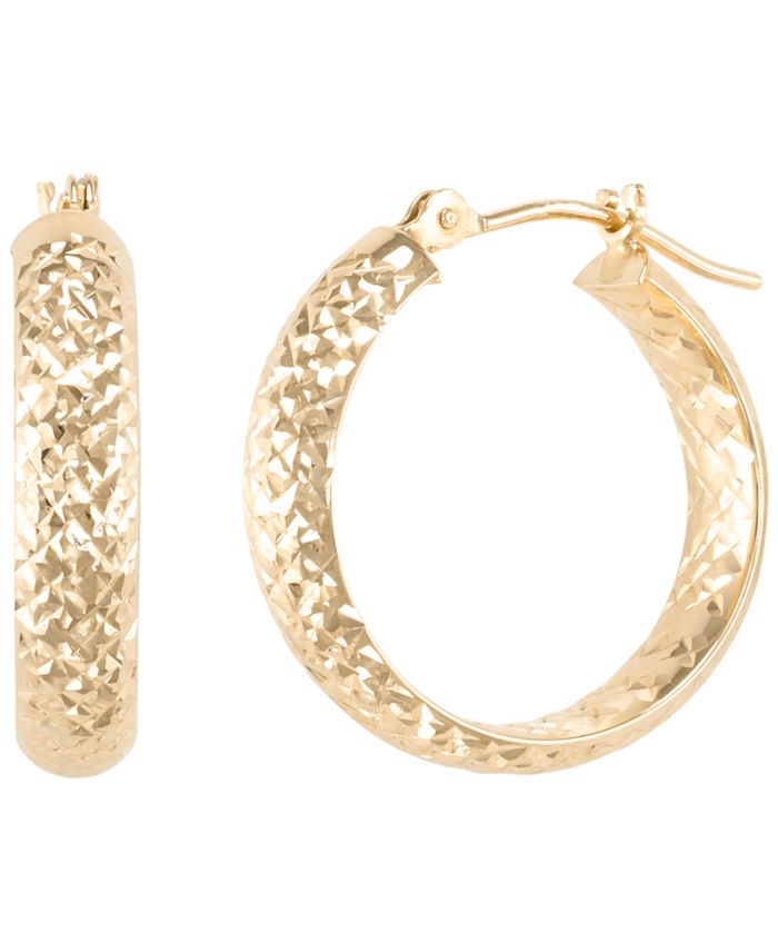 Round Inside-Out Diamond Cut Hoop Earrings in 10k Yellow Gold