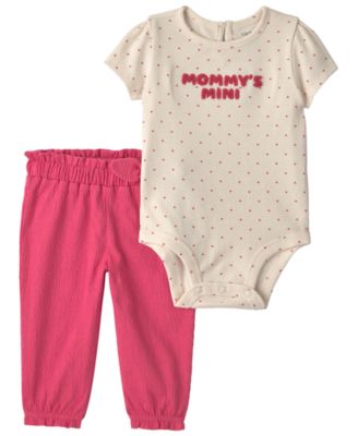 Baby Girls' Mommy's Mini Heart Bodysuit and Pant, 2-Piece Set 