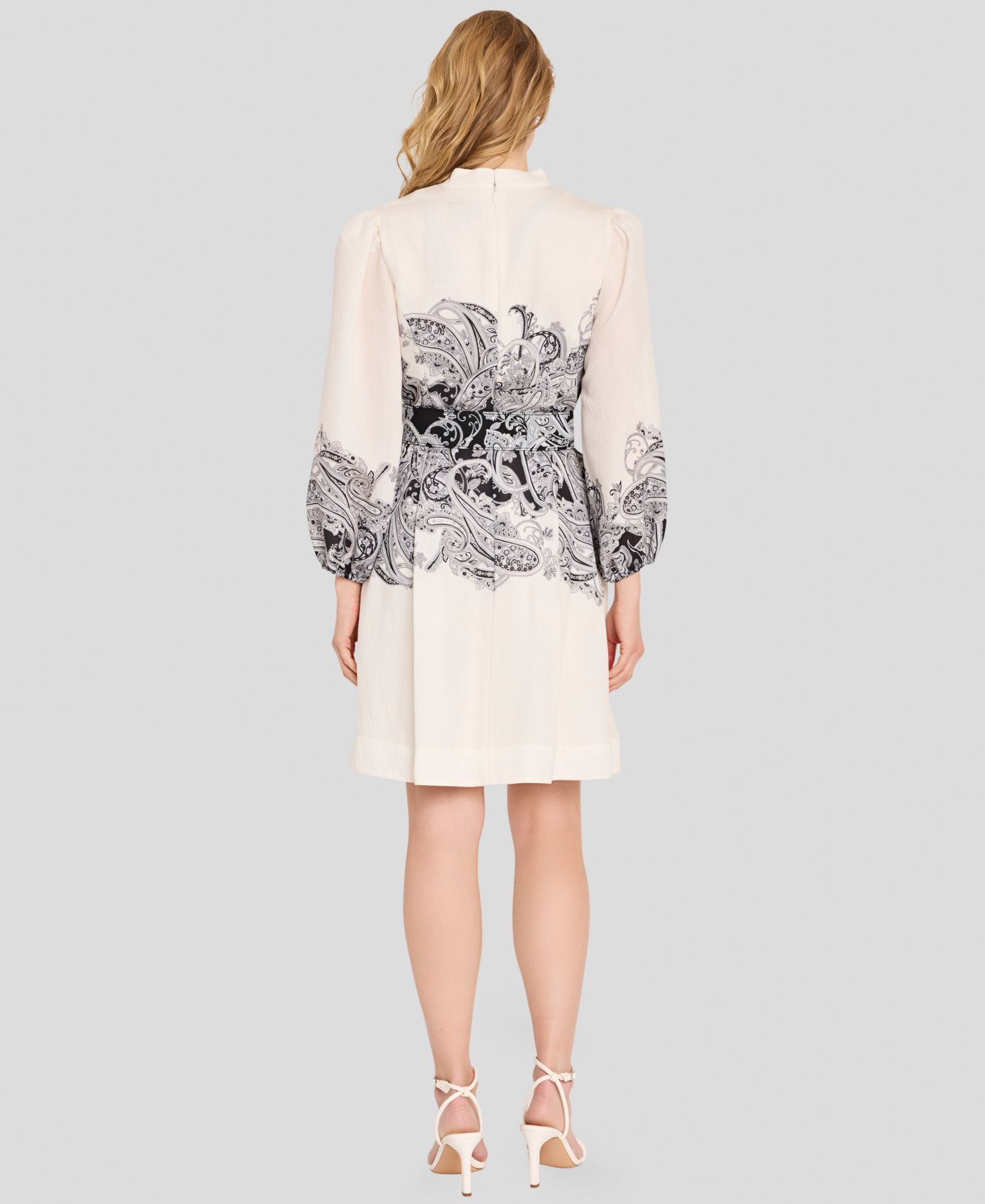 Женское платье Tahari ASL Border Print Buttoned, цвет: Слоновая кость чёрный — фото 5
