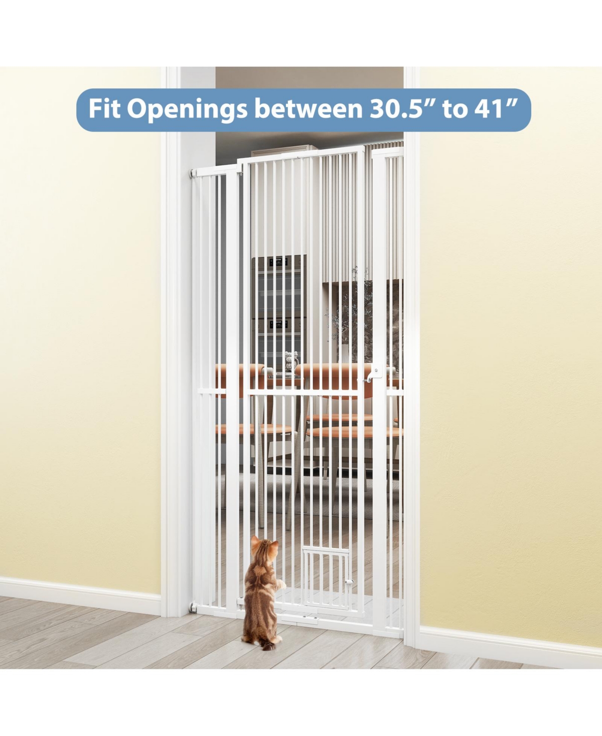 Cozito 67.5 in Extra Tall Pet Gate Heavy-Duty Metal Cat Gate with Wide Opening