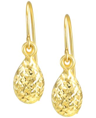 Crystal-Cut Teardrop Dangle Earrings in 10k Yellow Gold
