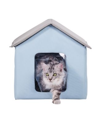 Heated Cat House, Small Outdoor Foldable Kitty Shelter with Timer and Heated Pad
