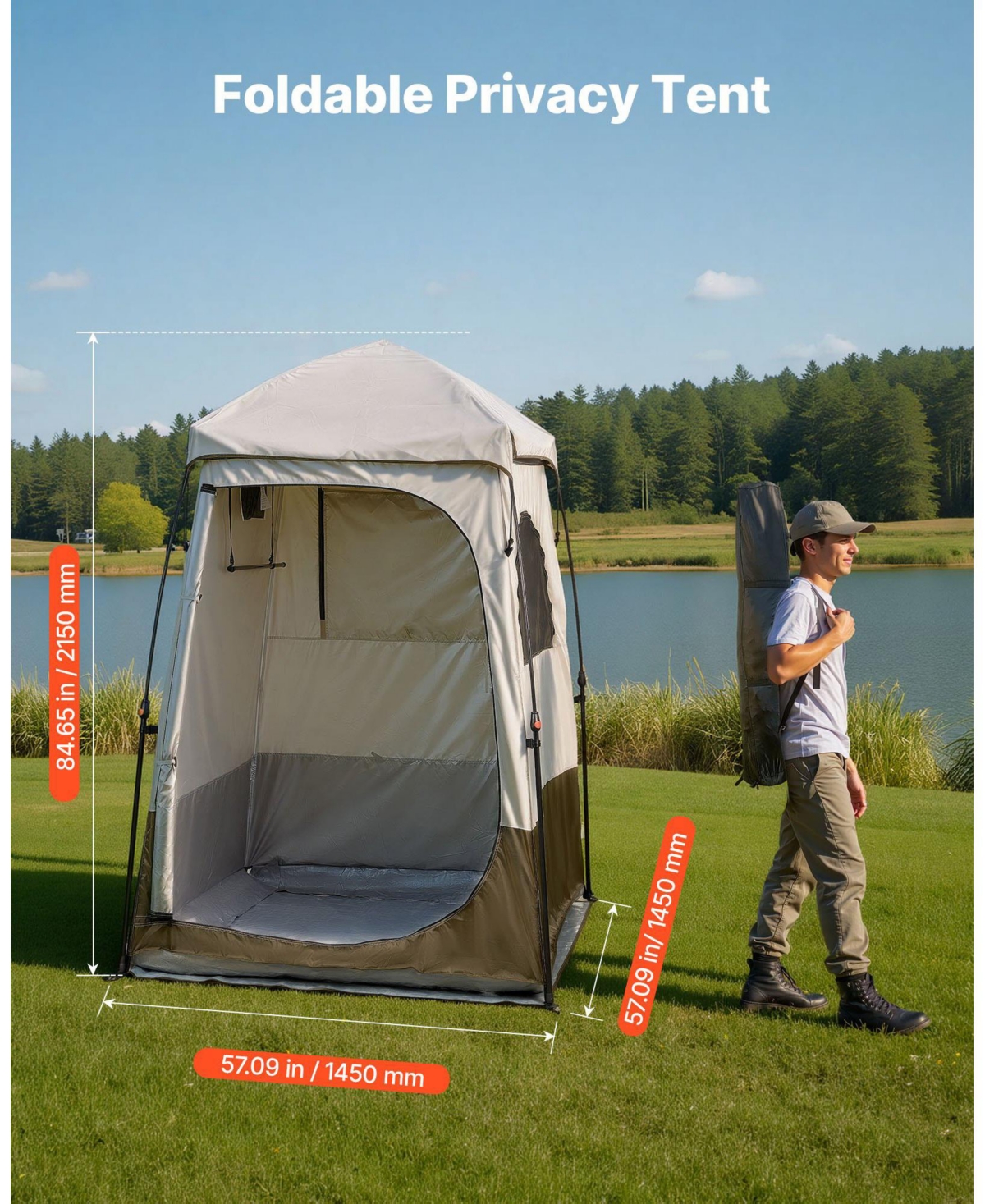 Cozito Camping Shower Tent, 1-Room Foldable Privacy Changing Room with Carry Bag