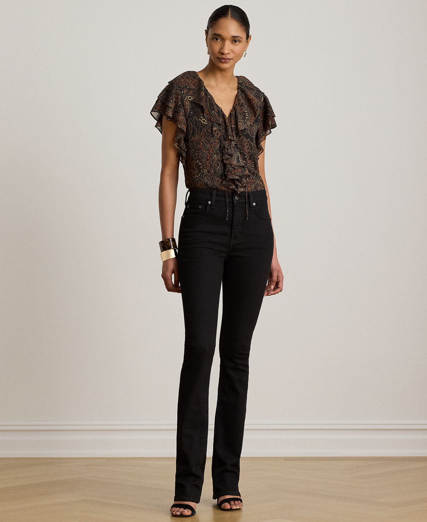 Petite Paisley Ruffle-Trim Georgette Blouse
