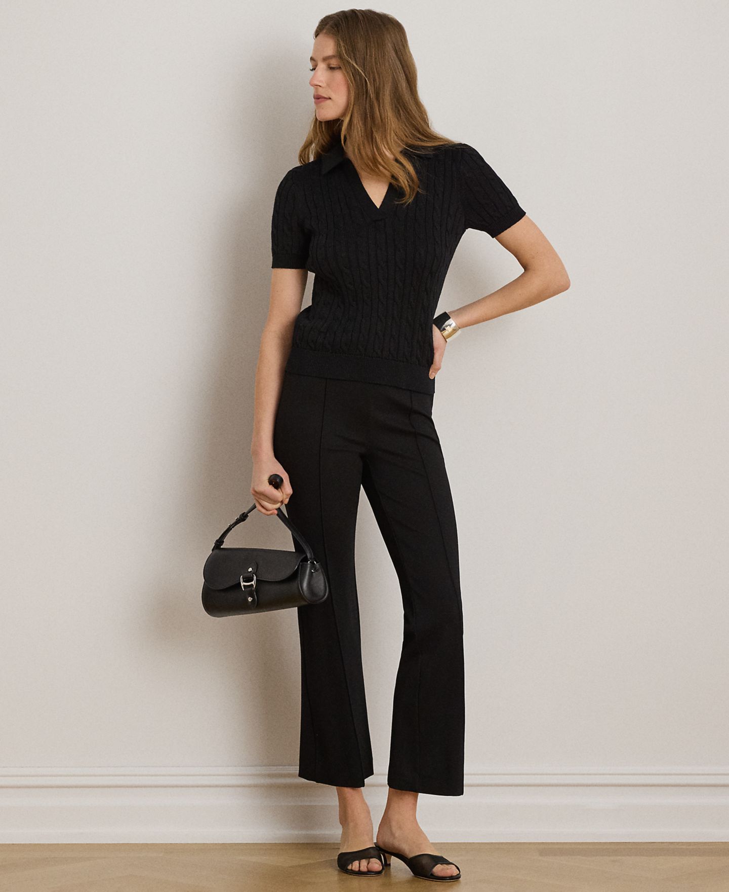 Женские брюки Lauren Ralph Lauren Petite Twill Flare Ankle, цвет: Чёрный — фото 2