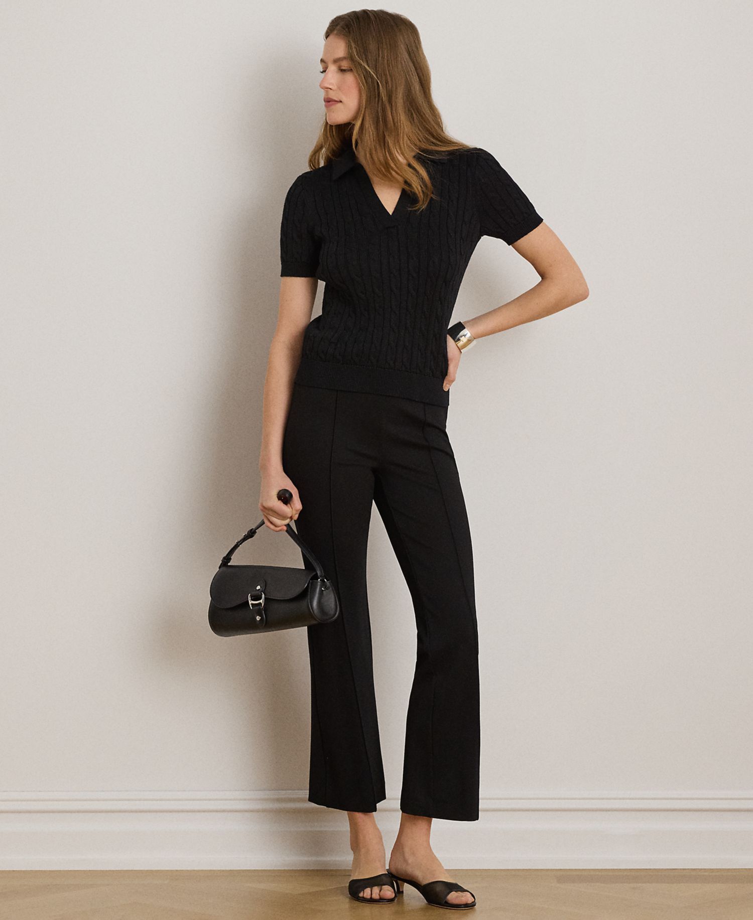 Petite Twill Flare Ankle Pants
