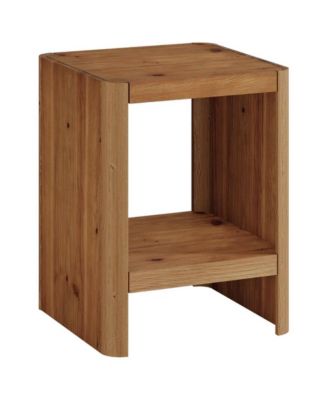 2-Tier Solid Wood Side Table with Rounded Edges