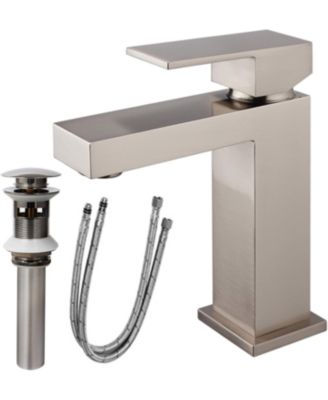 Single Handle Bathroom Faucet, Brushed Nickel Single Hole Bathroom Faucet, Solid Brass Modern Bathroom Sink Faucet