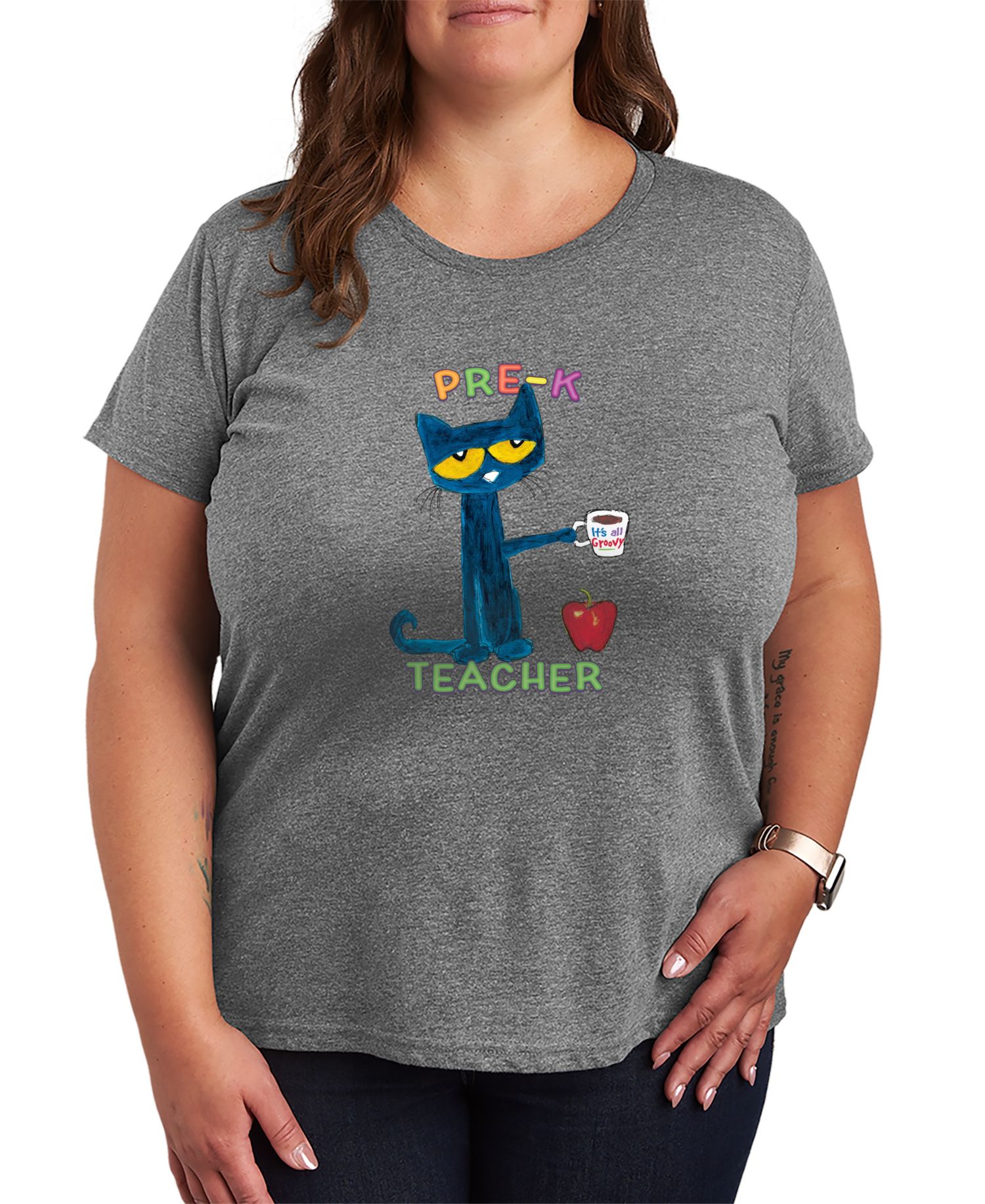 Plus Size Pete the Cat Pre-K Teacher Graphic T-Shirt