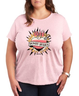 Plus Size William Shakespeare’s Romeo + Juliet Heart Tattoo Graphic T-Shirt
