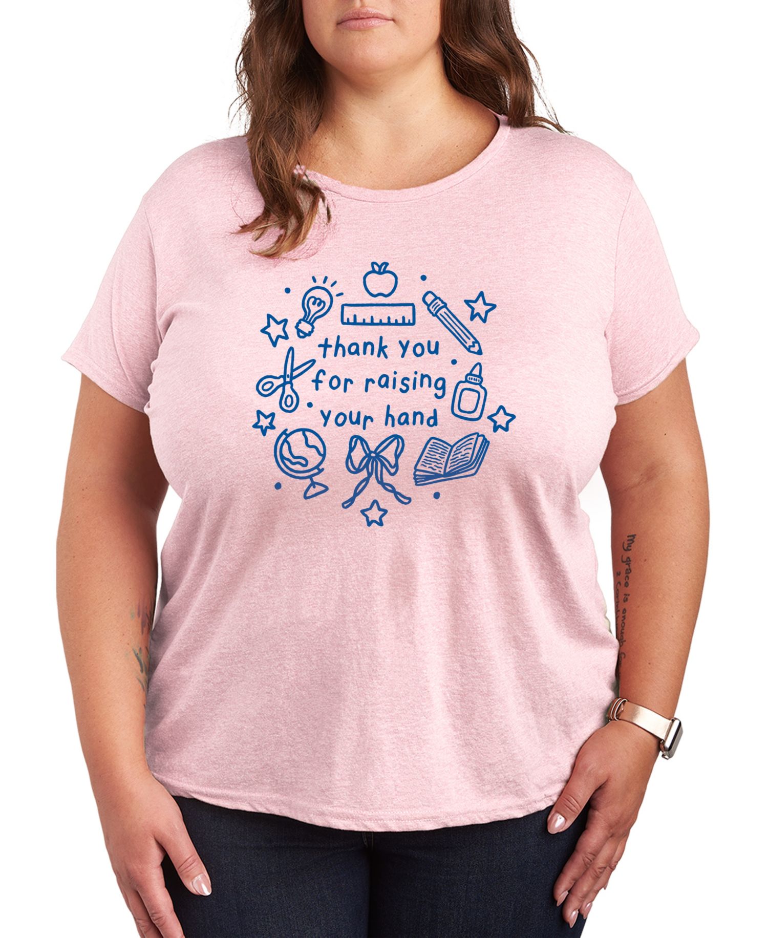 Plus Size Teacher Thank You Graphic T-Shirt