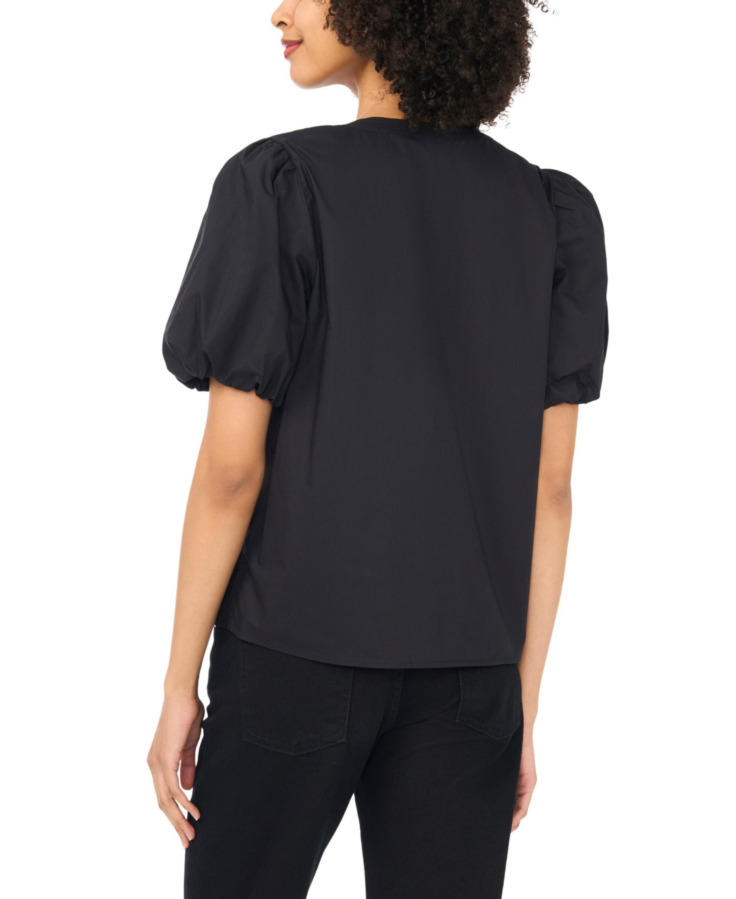 Women's Organdy Short-Sleeve Puff Blouse