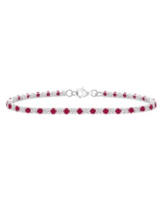 Lab-Grown Blue Sapphire (3-1/6 ct. t.w.) and Lab-Grown White Sapphire (3-1/6 ct. t.w.) Bracelet in Sterling Silver (Also Available in Multi-Stone)