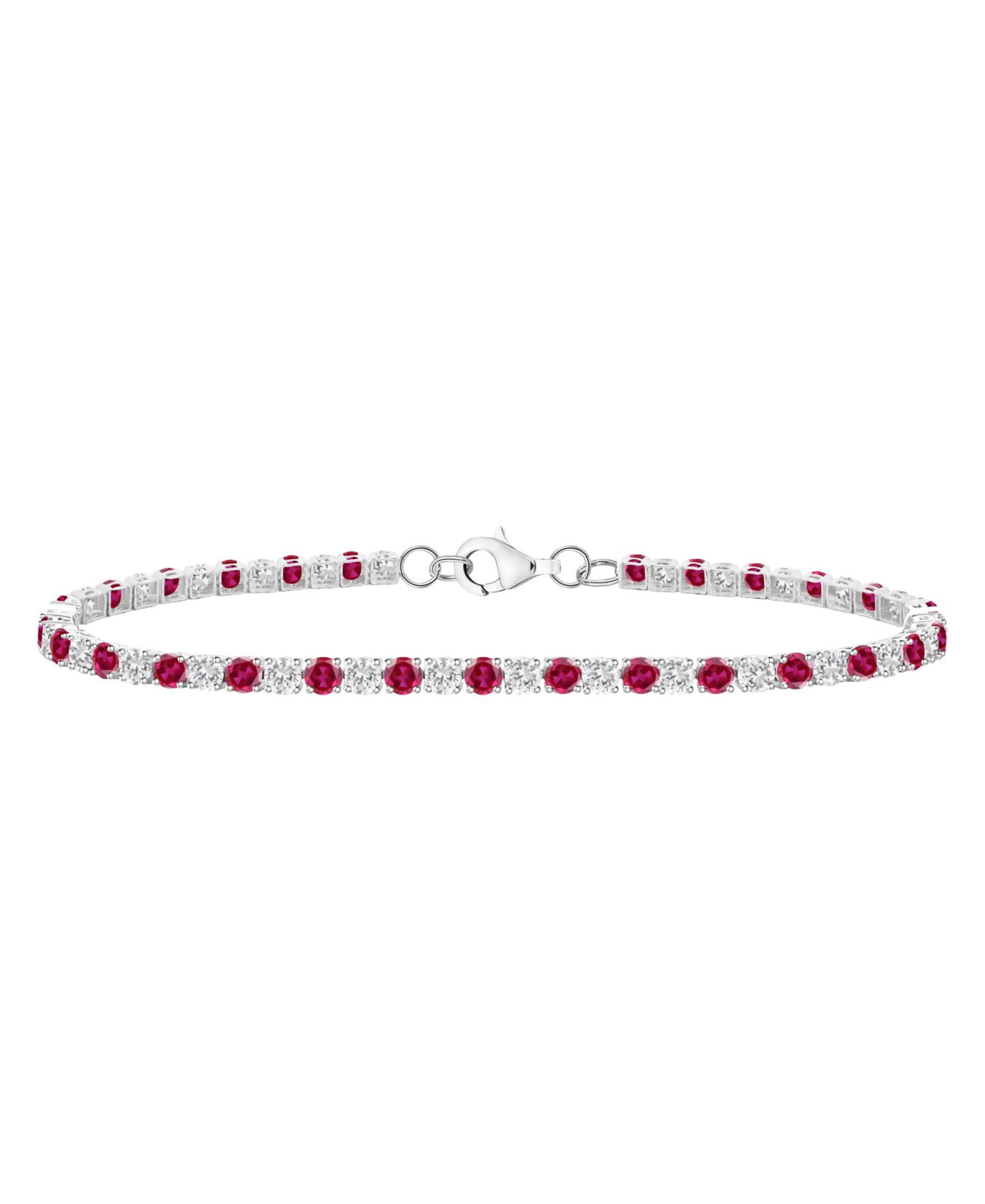 Lab-Grown Blue Sapphire (3-1/6 ct. t.w.) and Lab-Grown White Sapphire (3-1/6 ct. t.w.) Bracelet in Sterling Silver (Also Available in Multi-Stone)