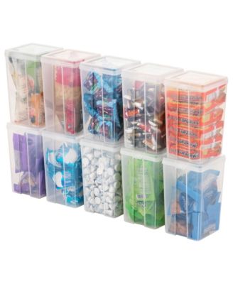 Vertical Flip Top Storage Container, Plastic Bins with Lids, 10 Pack