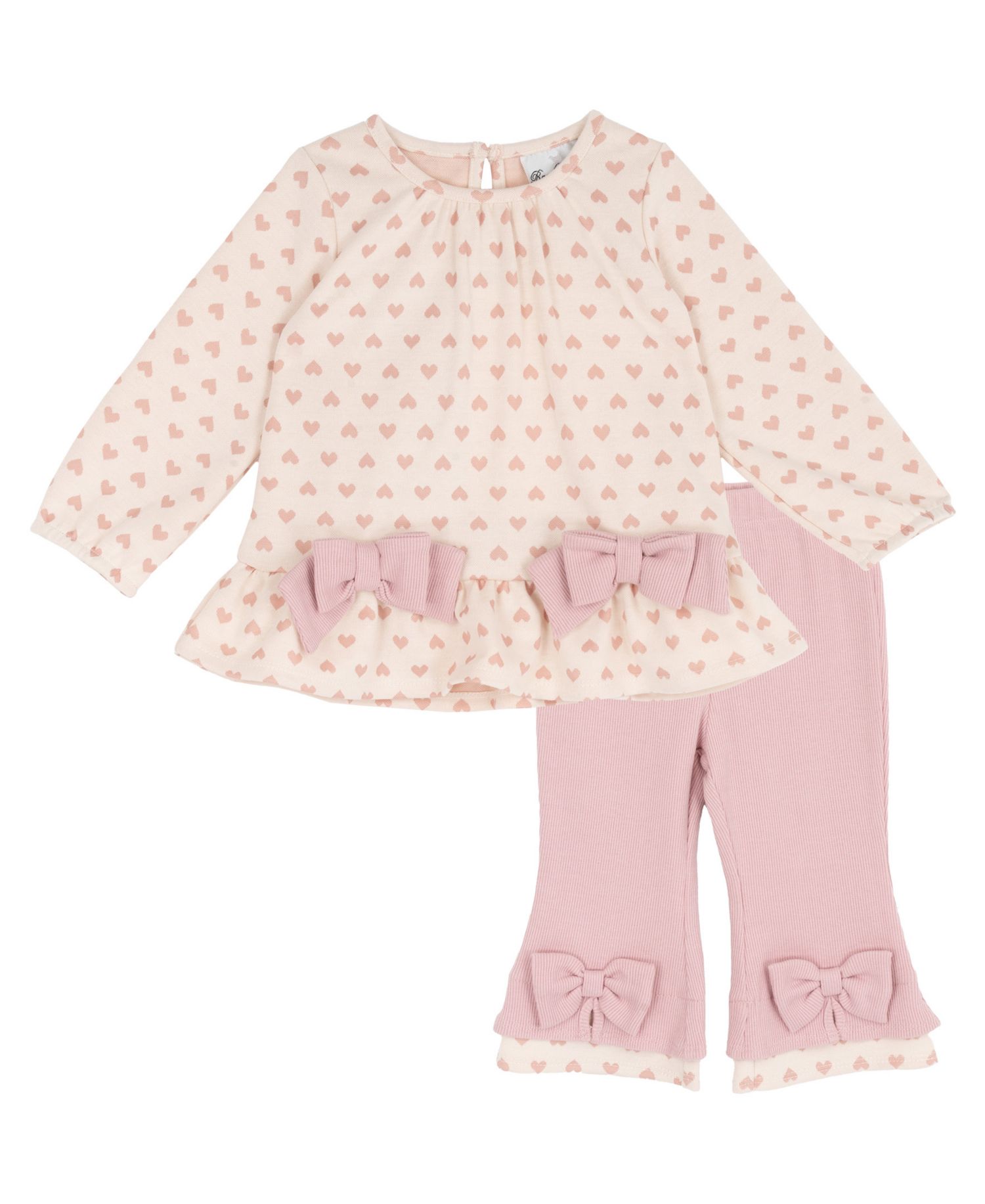 Baby Girls' Heart Double Knit Top and Rib Legging, 2-Piece Set