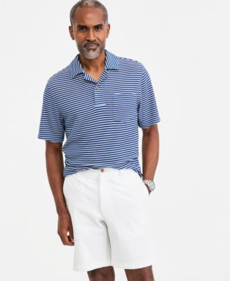 Men's Textured Knit Striped Popover Polo Shirt