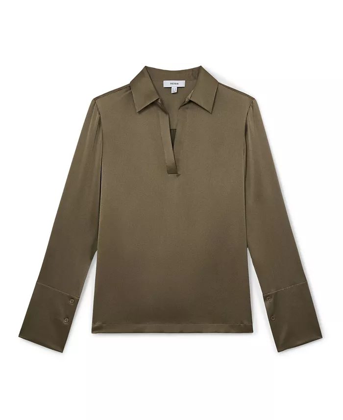 Women's Silk Open-Collar Blouse - thumbnail 5