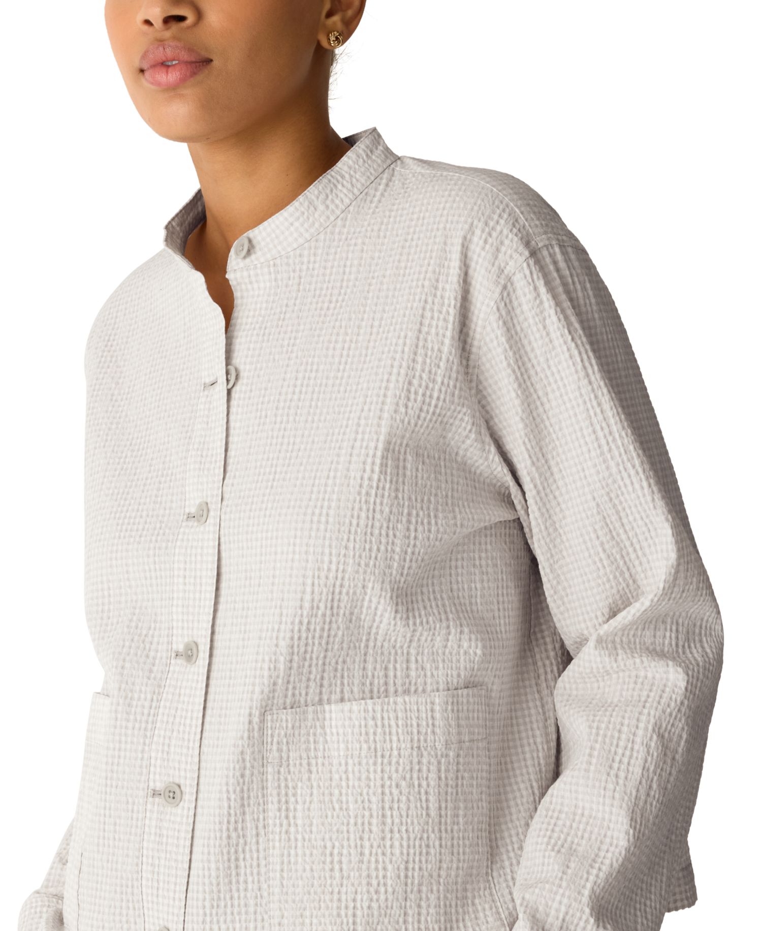 Eileen Fisher Women's Mandarin Collar Shirt Jacket, Regular and Plus Size